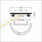 LED juostos profilis ARC12,...