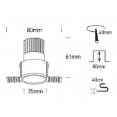 3W LED užglaistomas...