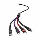 USB laidas, 4IN1, juodas, 1,2m